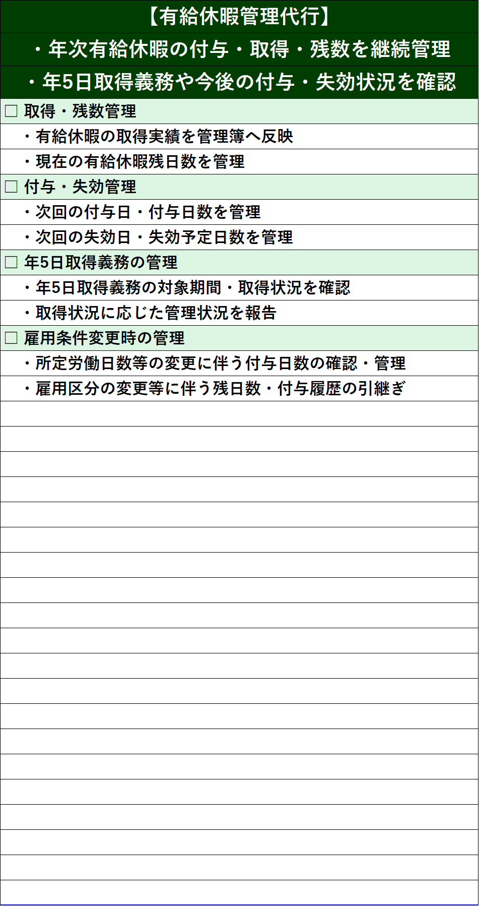 Excelによる有給管理支援の業務内容